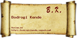 Bodrogi Kende névjegykártya